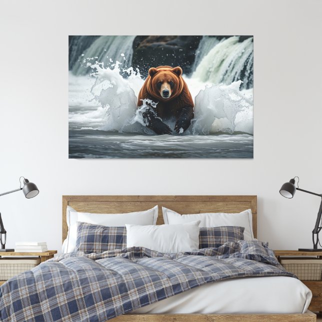 Impressão Em Tela Urso Grizzly a Pescar em Queda (Insitu(Quarto))