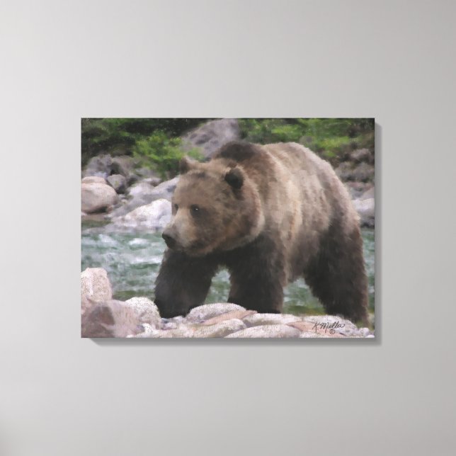 Impressão Em Tela Urso Grizzly - Pastas (Frente)