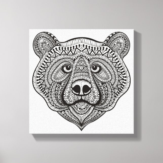 Impressão Em Tela Urso Inspirado face 6 (Frente)