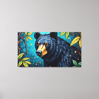 Impressão Em Tela Urso Negro Americano – Majestade das Florestas
