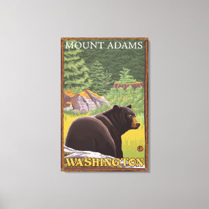 Impressão Em Tela Urso Negro na Floresta - Monte Adams, Washington