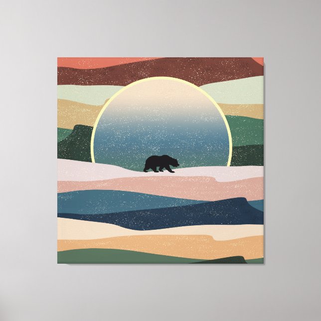 IMPRESSÃO EM TELA URSO NO PÔR DO SOL NO DESERTO (Frente)