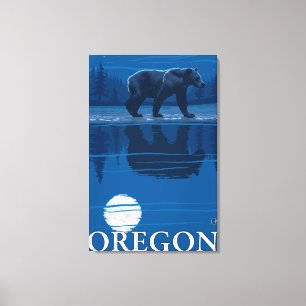 Impressão Em Tela Urso no poster das viagens vintage do luar