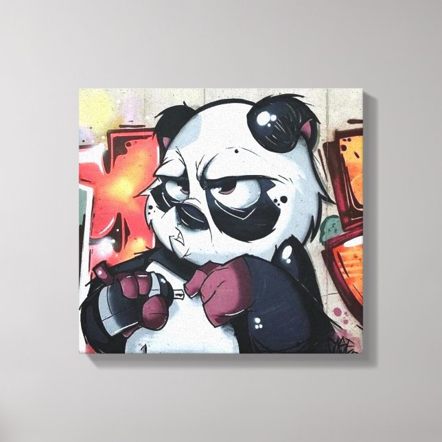 Impressão Em Tela Urso Panda de grafite (Frente)