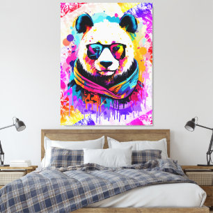Impressão Em Tela Urso Panda - Pintura Colorida Do Urso Panda