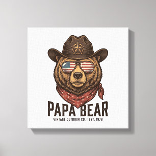Impressão Em Tela Urso Papai Urso Cowboy Patriótico Vetor Vintage De