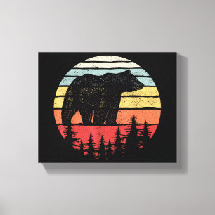 Impressão Em Tela Urso Pardo Vintage Retro