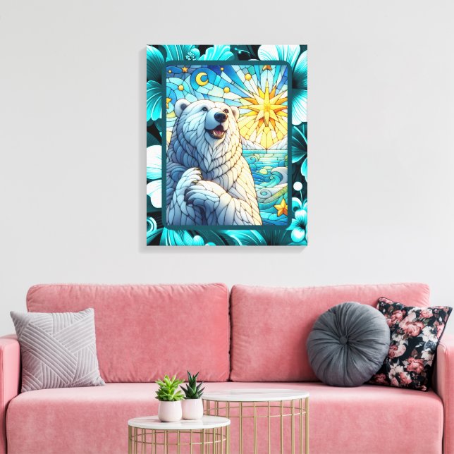 Impressão Em Tela Urso Polar Cinzento Grátis Vidro Escondido (Insitu(Sala de estar))