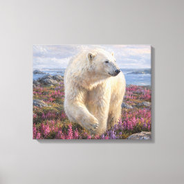 Impressão Em Tela Urso Polar Entre Flores Silvestres Tundra Ártica