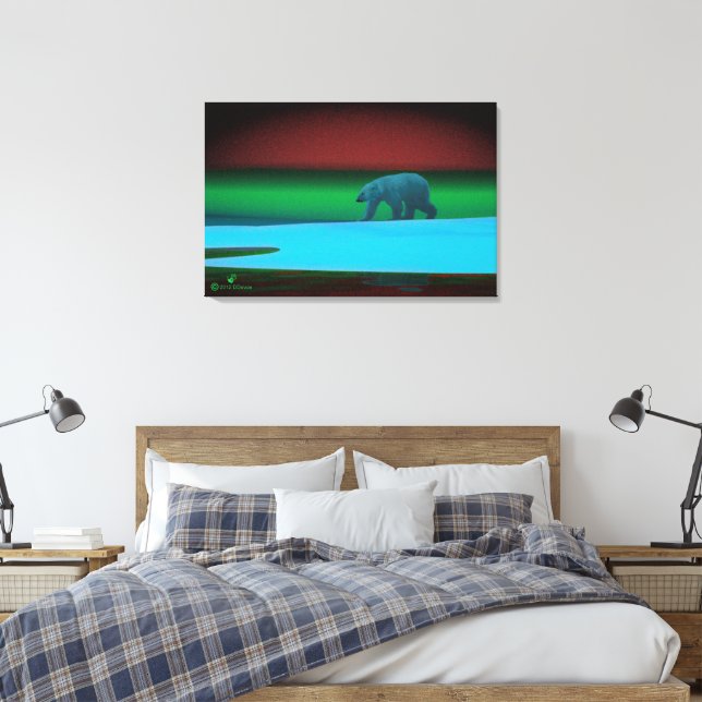 Impressão Em Tela Urso Polar Luzes Polares (Insitu(Quarto))
