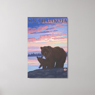 Impressão Em Tela Urso preto e CubSouth Dakota