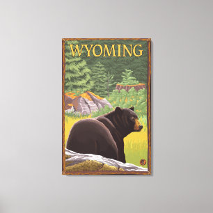 Impressão Em Tela Urso preto em ForestWyoming