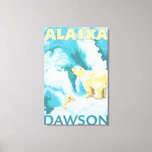 Impressão Em Tela Ursos e Cubo Polares - Dawson, Alasca