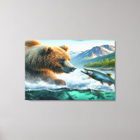 Ursos grizzly com salmão de truta-lombo