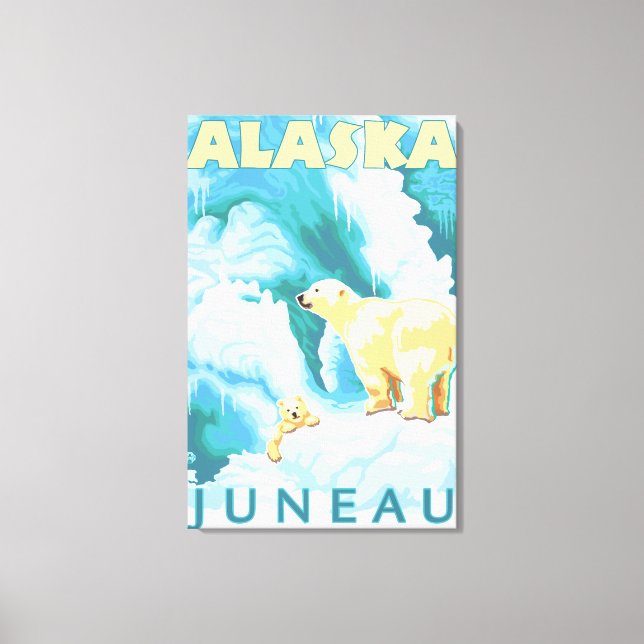 Impressão Em Tela Ursos Polares e Cubo - Juneau, Alasca (Frente)