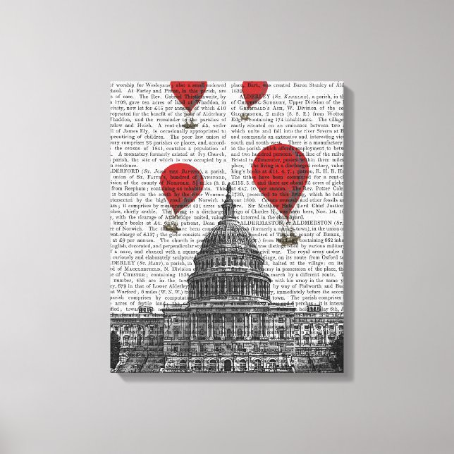 Impressão Em Tela US Capitólio Building and Red Hot Air Balloons (Frente)