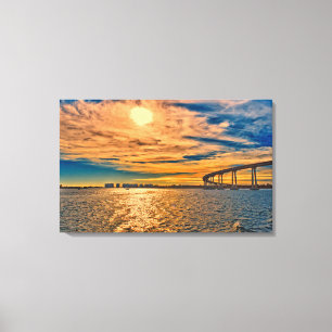 Impressão Em Tela USA, CA, San Diego-Coronado Bay Bridge
