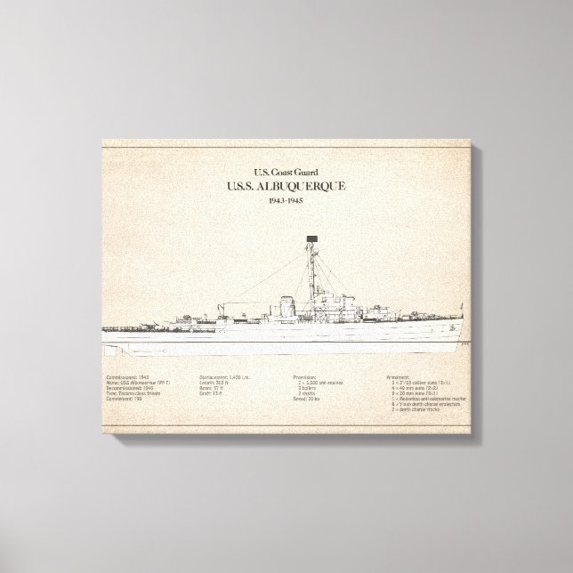 Impressão Em Tela USCG USS Albuquerque PF- 7 - SBD (Frente)