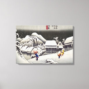 Impressão Em Tela Utagawa Hiroshige - Neve Noturna em Kanbara