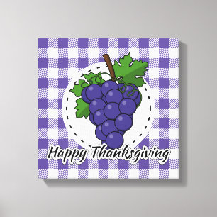 Impressão Em Tela Uva na Xadrez Violeta - Feliz Ação de Graças