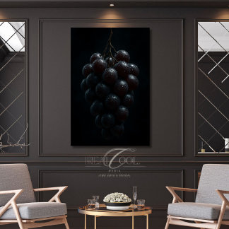 Impressão Em Tela Uvas Cinematográficas Macro Hiper-Realista de Natu