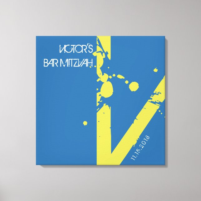 Impressão Em Tela V Monograma Bar inicial Bat Mitzvah Conselho de in (Frente)