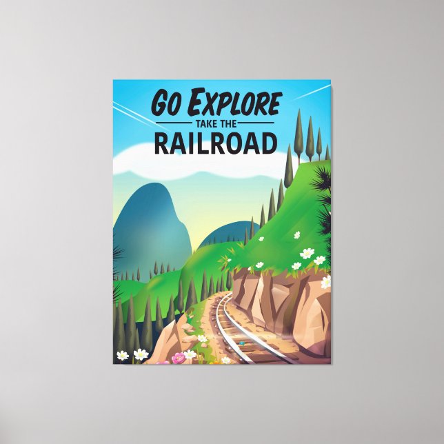 Impressão Em Tela Vá Explorar pegue a ferrovia (Frente)