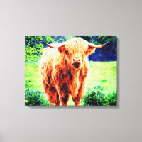 Vaca Highland com pintura de aquarela