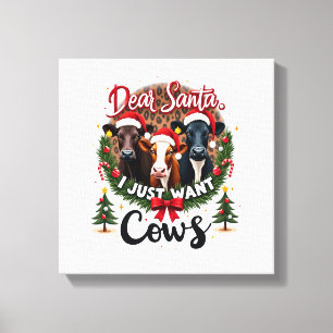 Impressão Em Tela Vaca Natal Querido Papai Noel Eu Só Quero Vacas En