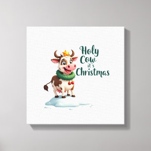Impressão Em Tela Vaca Sagrada É Natal Camiseta Vaca de Natal (3)