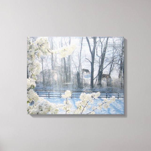 Impressão Em Tela Vacas em campo no inverno (Frente)