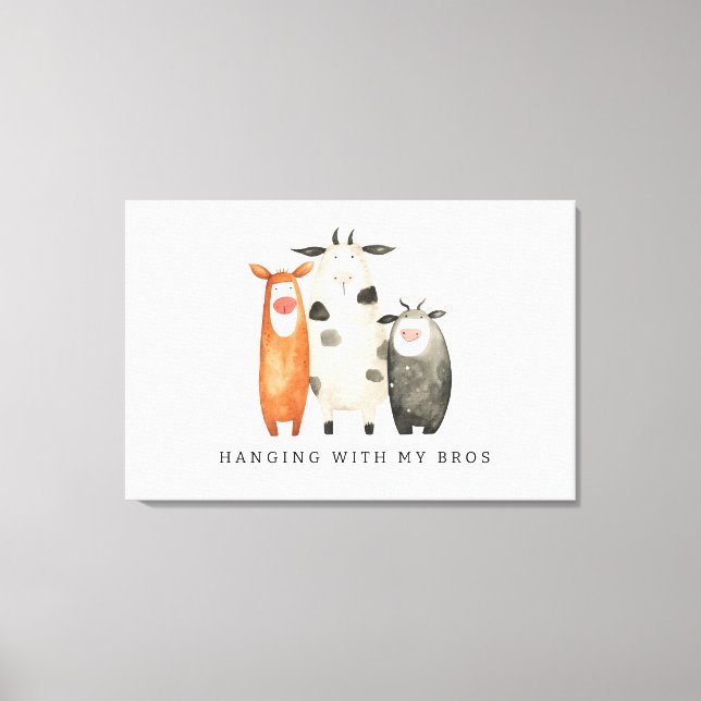 Impressão Em Tela Vacas Fofas com meus Bros (Frente)