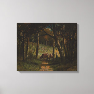 Impressão Em Tela Vacas Na Estrada Na Floresta - Edward Bannister