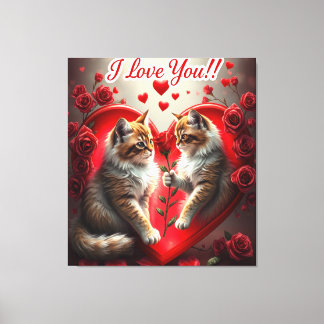 Impressão Em Tela Valentine's Day Cat Love American cat