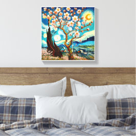 Impressão Em Tela Van Gogh Almond Blossom Landscape Moon