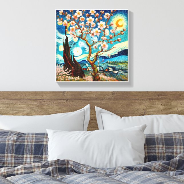 Impressão Em Tela Van Gogh Almond Blossom Landscape Moon (Insitu(Quarto))
