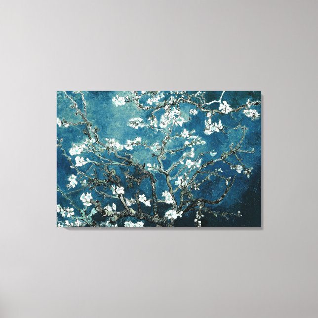 Impressão Em Tela Van Gogh Almond Blossoms Dark Teal (Frente)