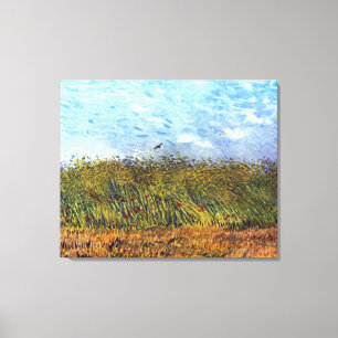 Impressão Em Tela Van Gogh: Campo de trigo com papoilas e cotovia