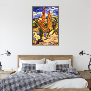 Impressão Em Tela Van Gogh - Dois Poplars em um Hill