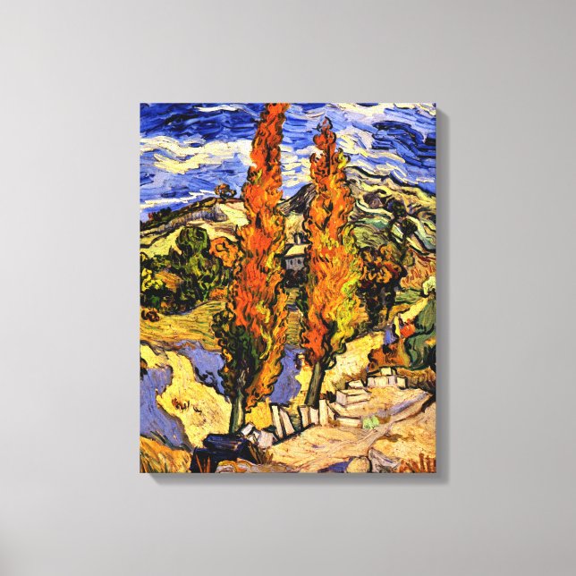 Impressão Em Tela Van Gogh - Dois Poplars em um Hill (Frente)