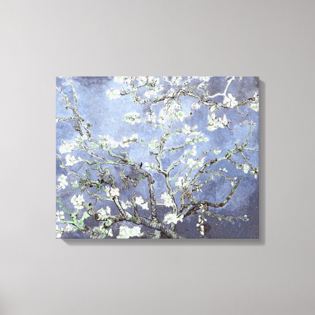 Impressão Em Tela Van Gogh Flores de Amendoeira Azul Aço (Frente)