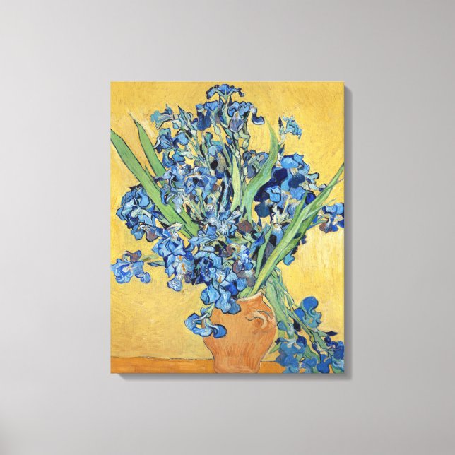 Impressão Em Tela Van Gogh Irises Vase Blue Flowers Buquê Belas Arte (Frente)