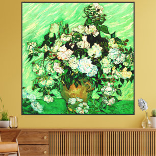 Impressão Em Tela Van Gogh - Rosas Brancas, pintura famosa,