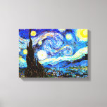 Impressão Em Tela Van Gogh Starry Night Fine Art<br><div class="desc">Starry Night, o mais famoso quadro do mestre holandês do impressionista Poste Vincent van Gogh. Uma ciprestes solitária, uma vila dormindo, e um céu que brilha com estrelas. Vintage retro bonitinho, giro, bonito, artístico popular e elegante padrão paisagístico da natureza Poste-impressionismo decorativo decor religioso religioso religioso religioso inspirador pintura de...</div>