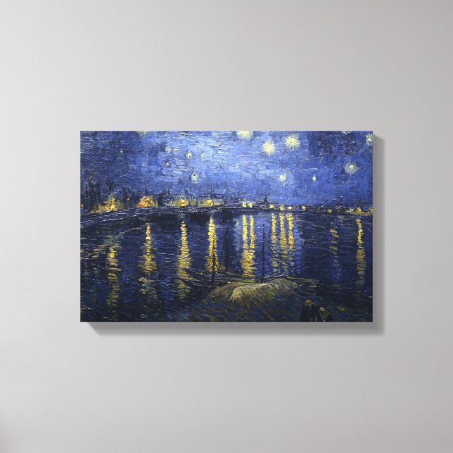 Impressão Em Tela Van Gogh Starry Night Sobre O Ródano (Frente)