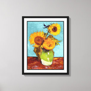 Impressão Em Tela Van Gogh - Três Girassóis Num Vaso - Arte Fina