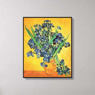 Impressão Em Tela Van Gogh - Vaso com Íris Fundo Amarelo