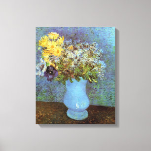 Impressão Em Tela Van Gogh - Vaso Com Lilases, Margaridas E Anémonas