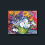 Impressão Em Tela Van Gogh - Vida Estática Com Rosas E Girassóis<br><div class="desc">Óleo na canvas de 1886 mostrando um buquê de girassóis amarelos, rosas brancas e outras flores em um vaso verde contra um fundo brilhante e multicolor. Diferentemente de lojas semelhantes, o Art Lover's Cafe apresenta obras de arte clássicas de alta resolução que foram cuidadosamente restauradas, balanceadas por cores e retocadas...</div>