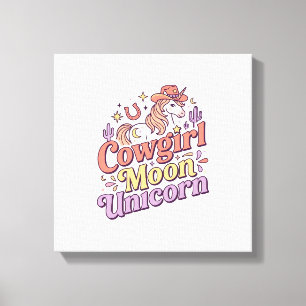 Impressão Em Tela Vaqueira Unicórnio Lua Unicórnio Merch Caprichoso